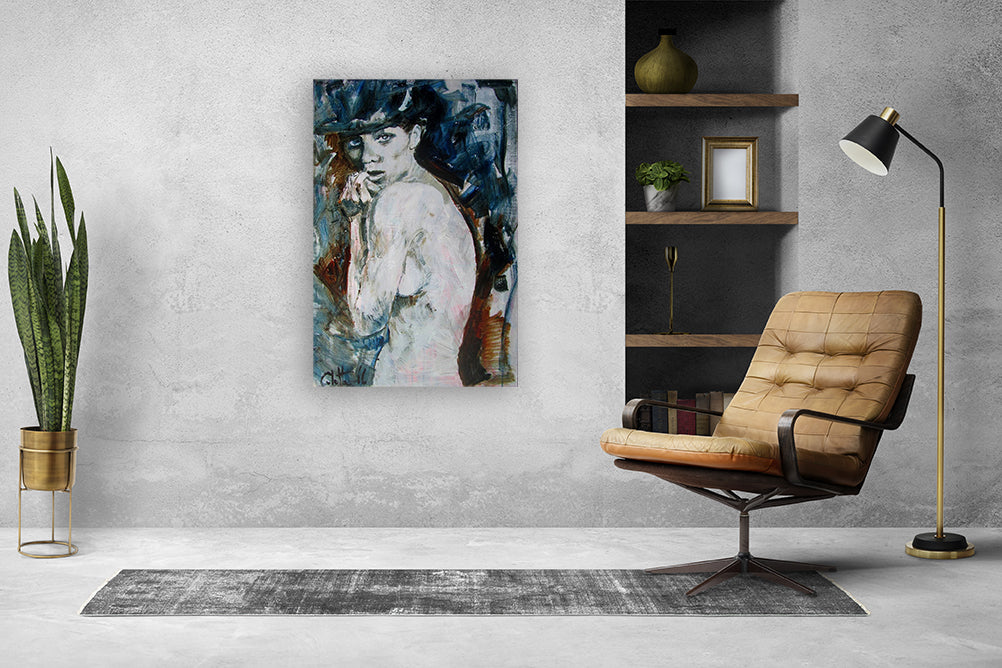 Dit originele schilderij is geschilderd door Colette van Ojik in losse snelle streken. Het werk heeft extra brede zijkanten die zijn meegeschilderd. Afmeting: 120x80x4.5 cm.