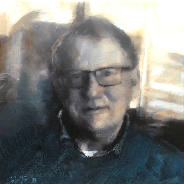 Schilderij in opdracht door de Nederlandse kunstenares Colette van Ojik. Portret in gemengde techniek