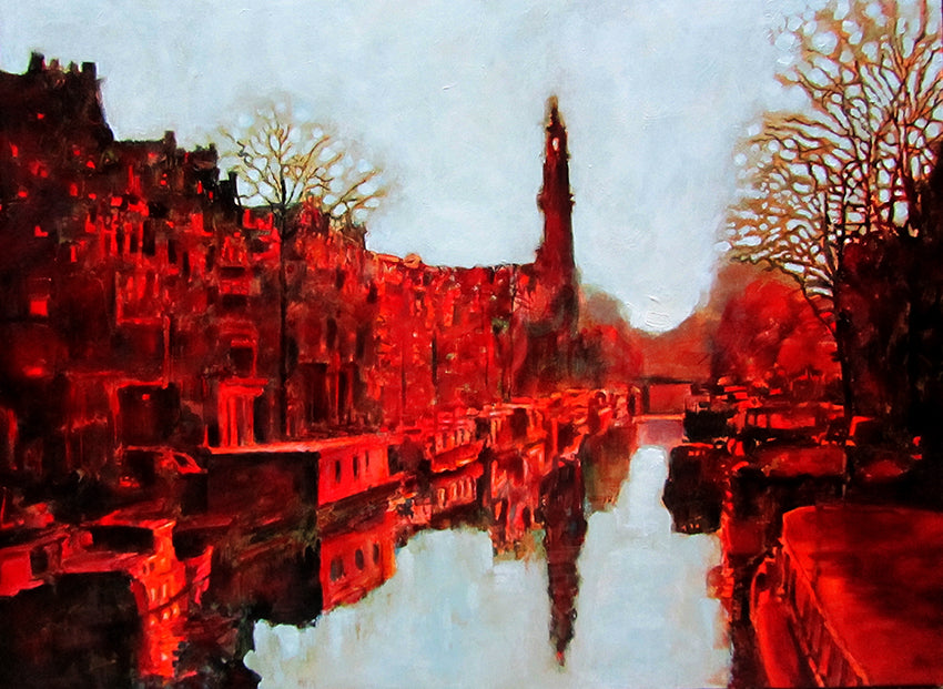 Painting by Dutch artist Colette van Ojik of the Prinsengracht canal in Amsterdam
