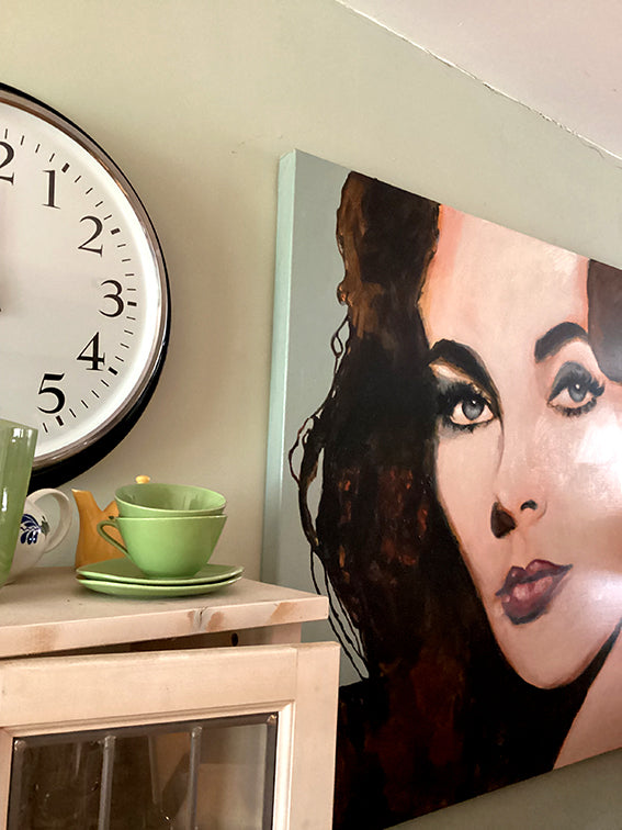 Large painting of Elizabeth Taylor, painted by Dutch artist Colette van Ojik