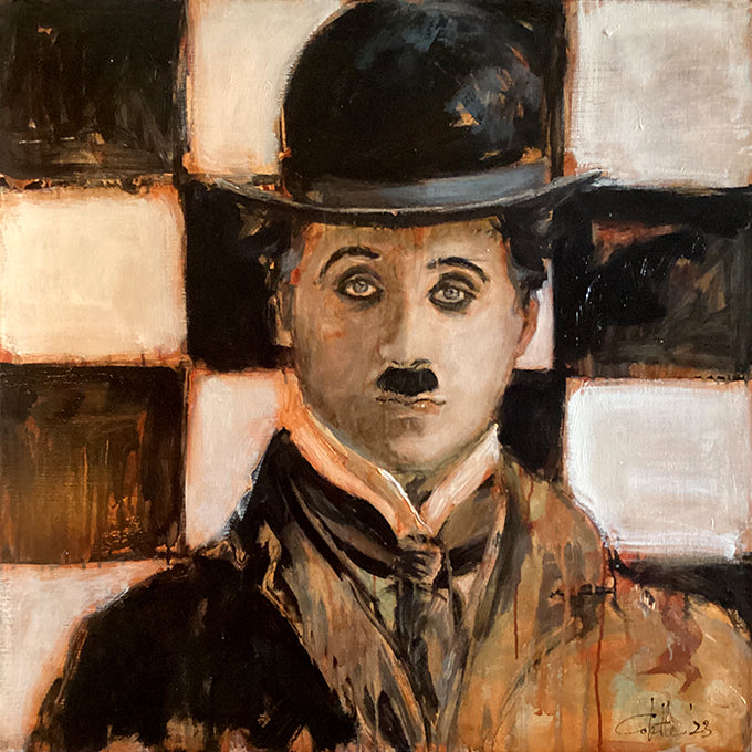 Painting of Charlie Chaplin by Dutch artist Colette van Ojik