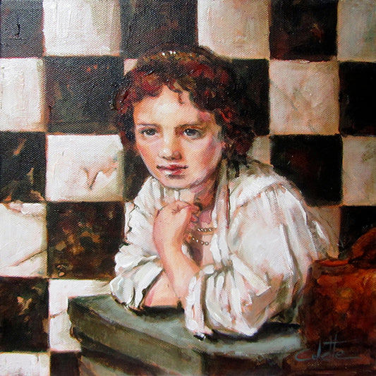 Girl in window, a painting of Rembrandt has been painted by Colette van Ojik