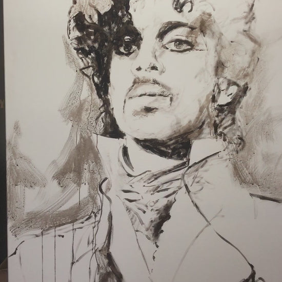 Video of a Painting in black and white by Dutch Artist Colette van Ojik of Prince