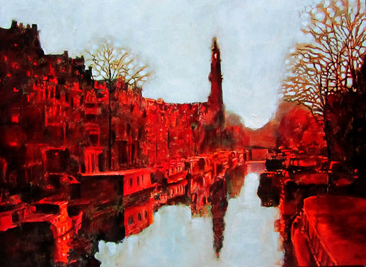 Painting by Dutch artist Colette van Ojik of the Prinsengracht canal in Amsterdam