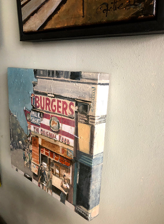 colorful painting of streetlife in Venice Beach. Painted by Dutch artist Colette van Ojik